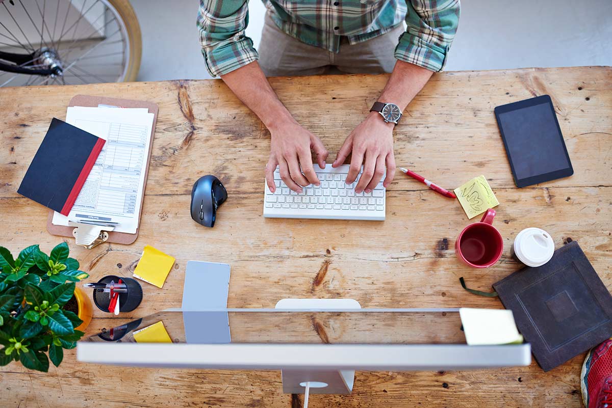 Man working on desktop